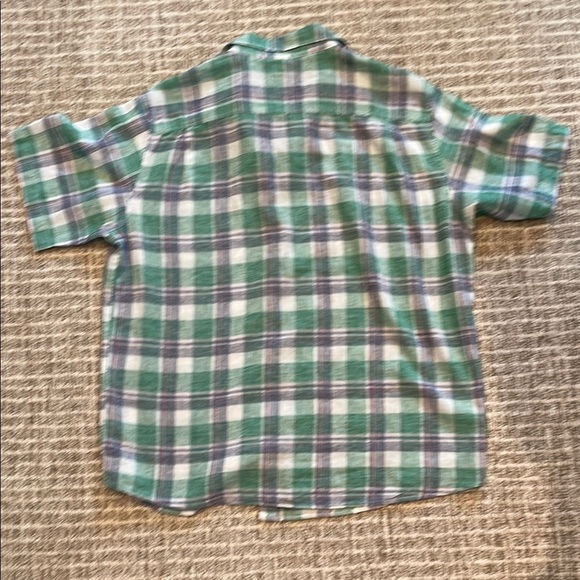 Men’s Linen Green and Blue Casual Button Down Shirt - Picture 4 of 4